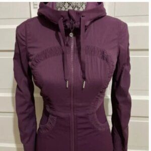 Lululemon DANCE STUDIO Reversible Jacket Sz XS (0-2) Cassis Hood Pockets Zip